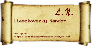 Lieszkovszky Nándor névjegykártya